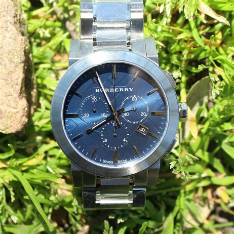 burberry blue dial watch 42mm|Burberry Chronograph Blue Dial Dark Grey Ion.